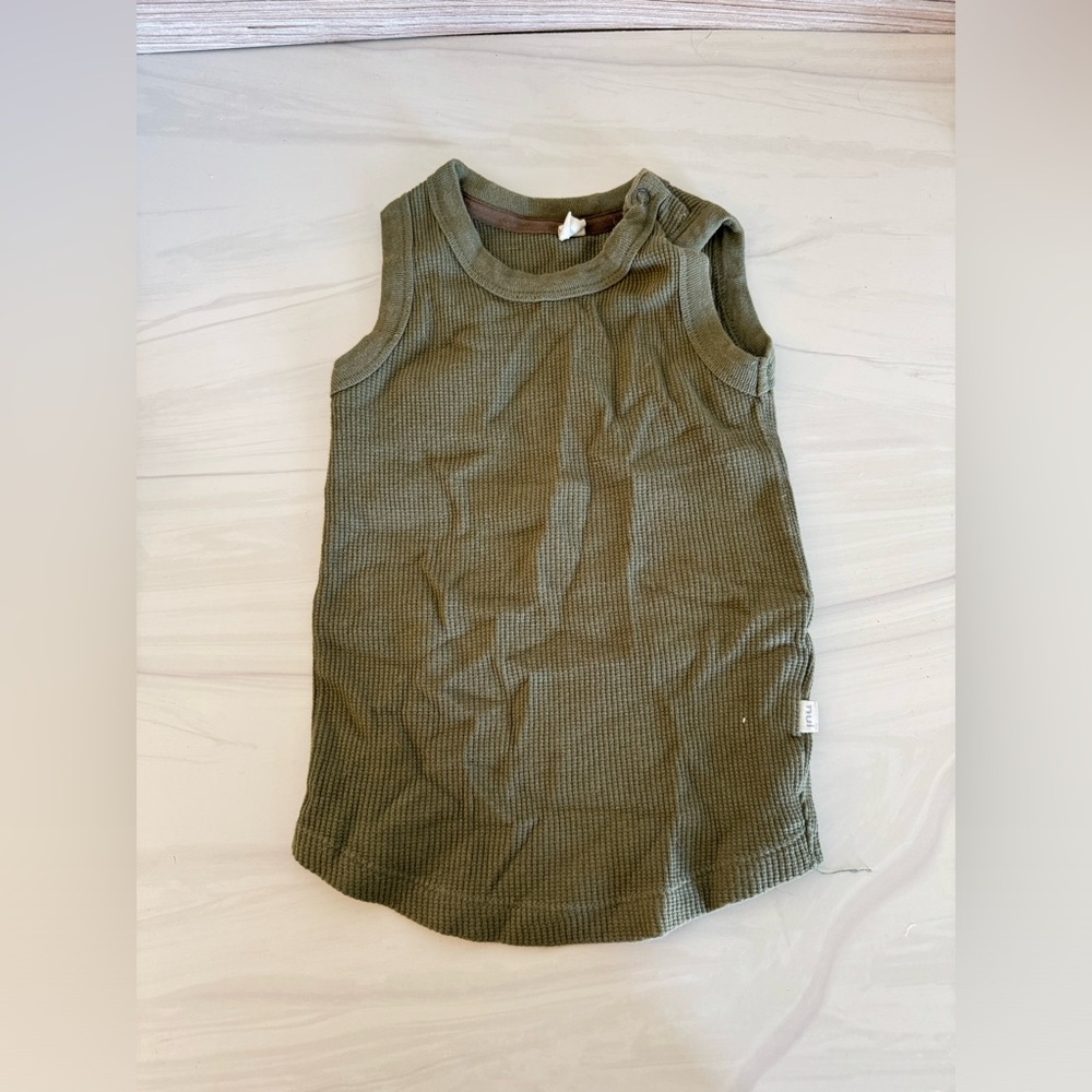 Nui green cable knit baby top